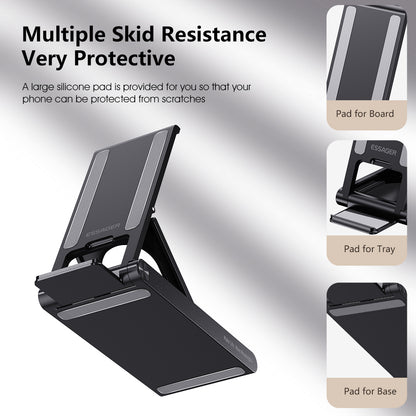 Essager Adjustable Folding Mobile Phone Tablet Holder Desk Stand Compatible With IPhone Android Smartphones (4.0" - 8.3")