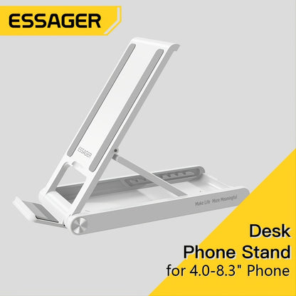 Essager Adjustable Folding Mobile Phone Tablet Holder Desk Stand Compatible With IPhone Android Smartphones (4.0" - 8.3")